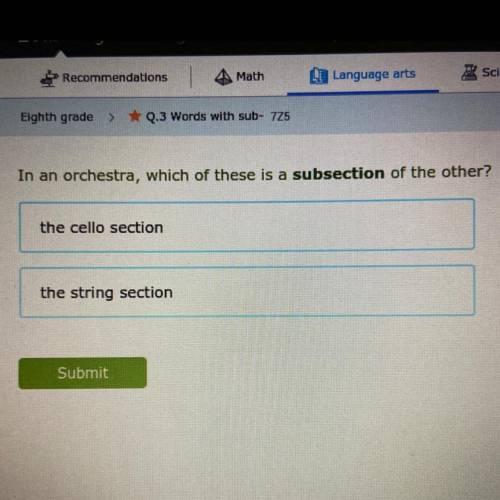 In an orchestra which of these is a subsection of the other