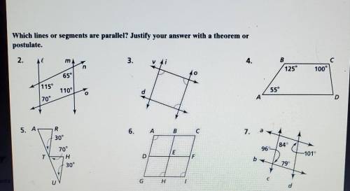 Which lines or segments are are parallel? Justify your answer with a theorem or postulate.