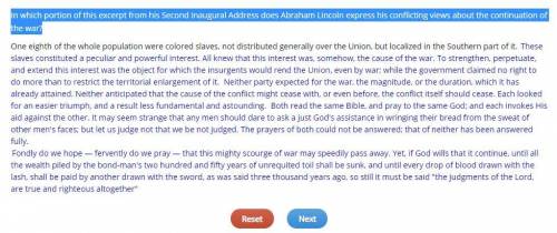 In which portion of this excerpt from his Second Inaugural Address does Abraham Lincoln express his