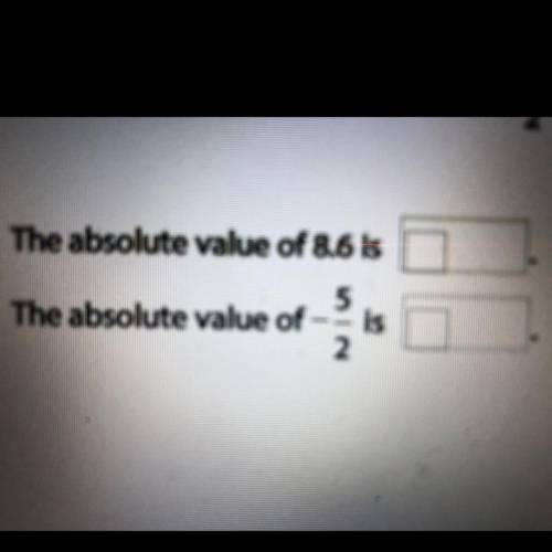 What is the absolute value of 8.6 
What is the absolute value of -5/2