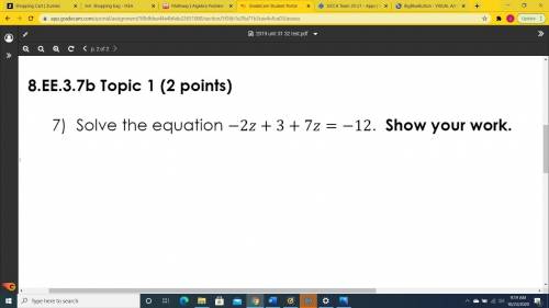 Solve for z (show your work)