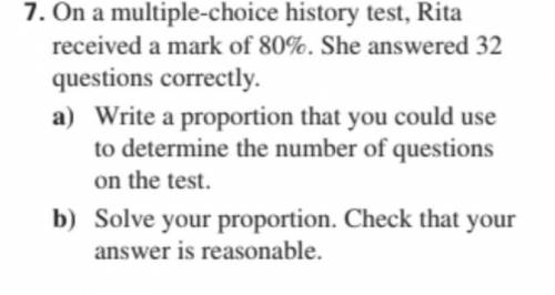 On a multiple choice history test rita received a math of 80%. she answered 32 questions correctly