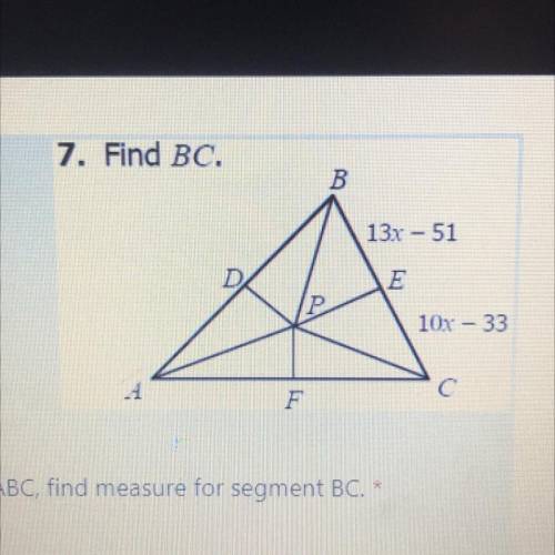 Please help :If P is the CIRCUMCENTER of Triangle ABC, find measure for segment BC. *