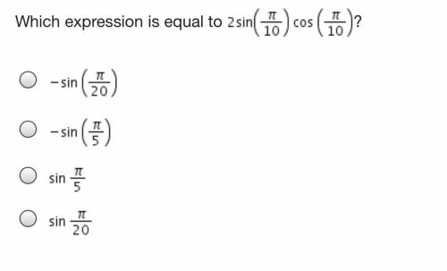 Which expression is equal to 2 sine (StartFraction pi Over 10 EndFraction) cosine (StartFraction pi