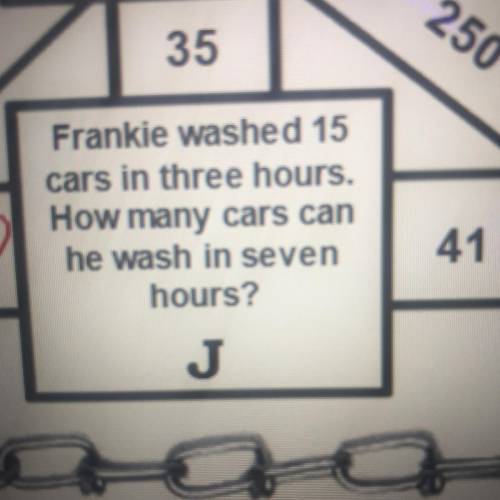 Frankie washed 15

cars in three hours.
How many cars can
he wash in seven
hours?
It’s either 35 o