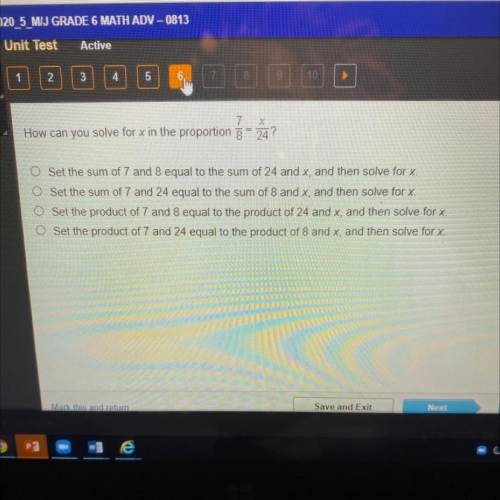 Plz help me

How can you solve for x in the proportion 8 1 24?
Set the sum of 7 and 8 equal to the