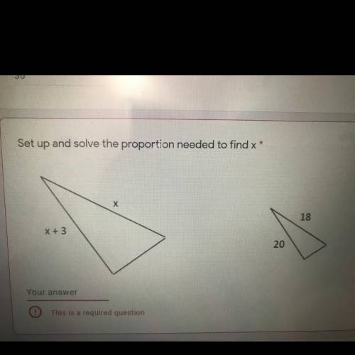 Set up and solve the proportion needed to find x