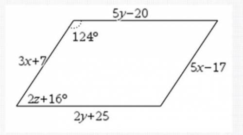 In the parallelogram below x= please help