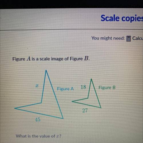 Figure A is a scale image of Figure B.

2
Figure A
18
Figure B
27
45
What is the value of 2?