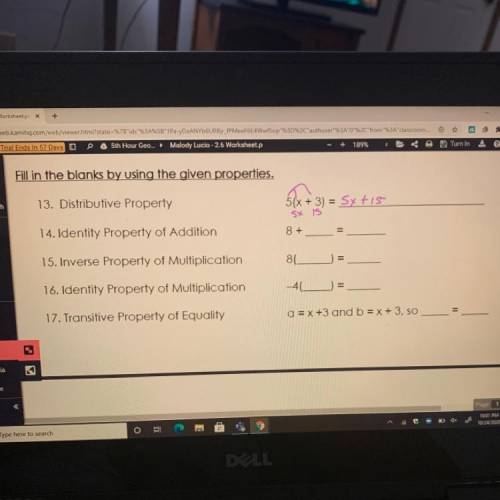 Geometry ppl i need help please

It’s 13 - 17 
It’s unit 2 
lesson 2.6 Properties & algebraic