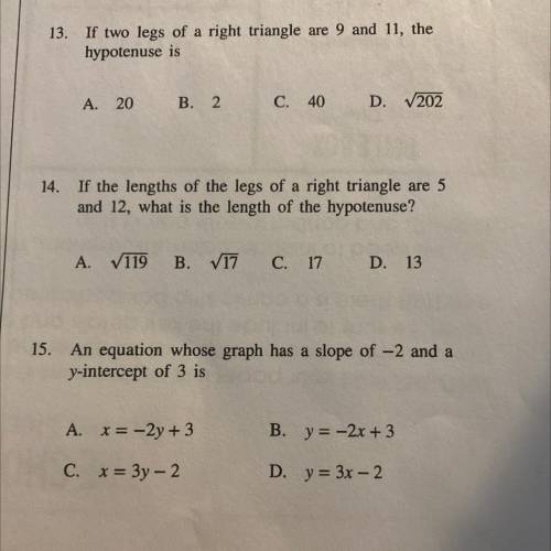 Questions 13, 14 and 15 please help