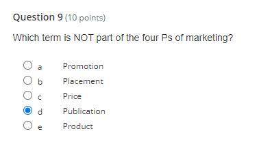 Which term is NOT part of the four Ps of marketing?