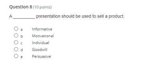 A _________ presentation should be used to sell a product.