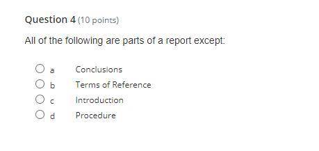 All of the following are parts of a report except: