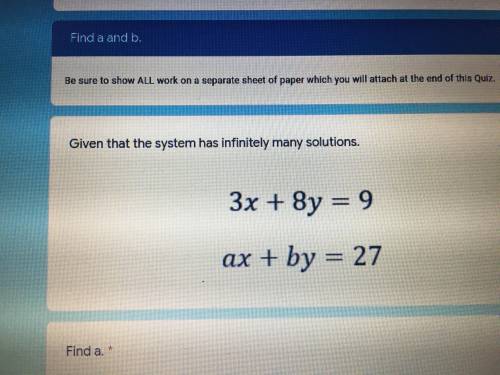 Systems of equations. Please help!!! This is due ASAP. Problem is asking for a and b!