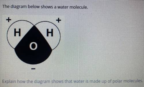 HELP!! The diagram below shows a water molecule.

Explain how the diagram shows that water is made