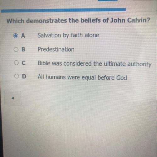 Which demonstrates the beliefs of john calvin