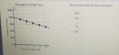 Population of Olde Town What is the slope for this scenario? -500 8000 0-250 c 1 4 6000 Number of P