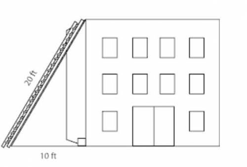 The drawing below shows a ladder leaning against a building. Part A: How tall is the building? Roun