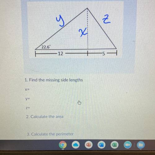 What are the side lengths, area, and perimeter of the triangle? Brainliest answer for the correct a