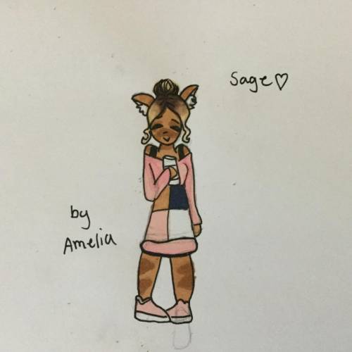 Can someone recreate this oc of mine? Her name is Sage, she loves coffee, and is shy around people