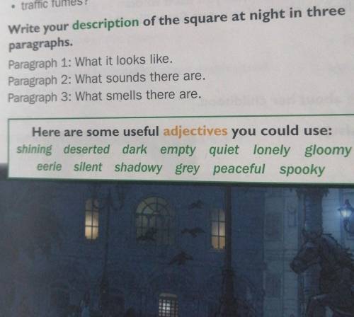 Write your description of the square at night on one paragraph Pllllllzz