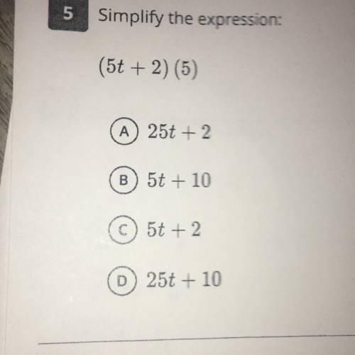 Simplify the expression:
(5+2)(5)