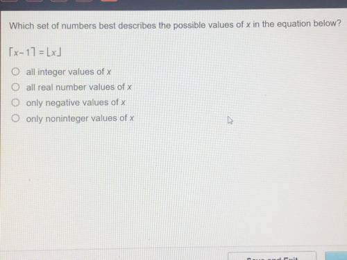 Which set of numbers best describes the possible values of x in the equation below?

[x-1] = [x]
a