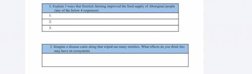 1. Explain 3 ways that firestick farming improved the food supply of Aboriginal people (any of the