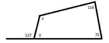 Find the missing angle measures. The diagram is not to scale
x=
y=