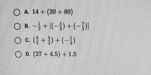 which expression would be easier to simplify if you use the associative property to change the grou