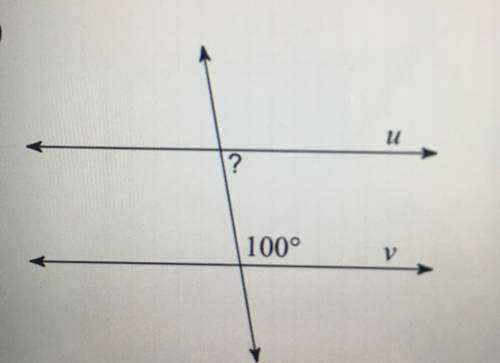 Please help me figure this out-

Find the measure of the indicated angle that makes lines U and V