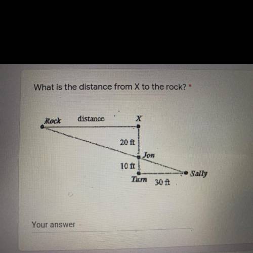 What is the distance form X to the rock ? Plz help