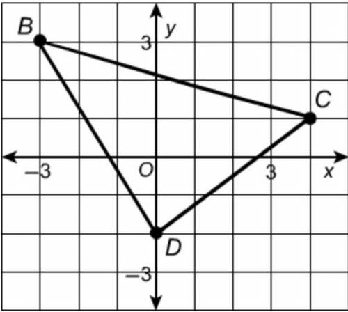 What are the vertices of the image r(90°, O) (△BCD)?

A. B'(−3, −3), C'(−1, 4), D'(2, 0)
B. B'(3,