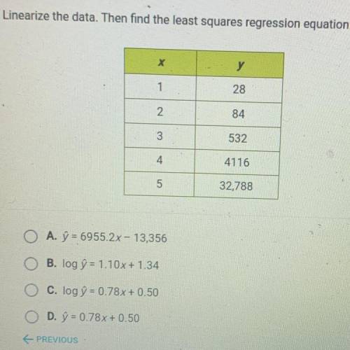 Linearize the data. Then find the least squares regression equation