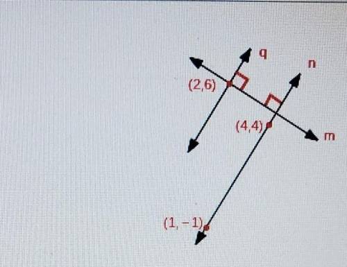 What are the equations of lines m and q?
