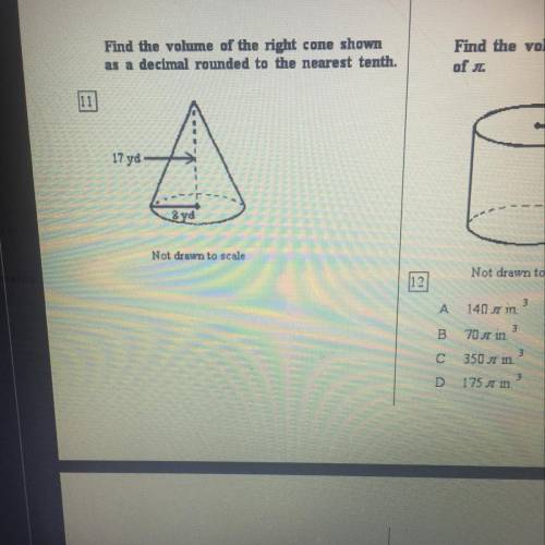Find the volume of the right cone shown as a decimal rounded to the nearest 10th