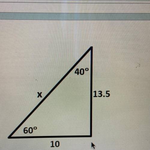 10) A triangle is shown above. Glo Metri claims that the Pythagorean Theorem

can be used to solve