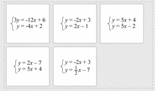 THIRTY POINTS

Drag each pair of equations to show if the system has no solutions, one solution,