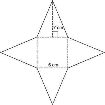 This is a net of a square pyramid.

What is the surface area, in square centimeters, of the square