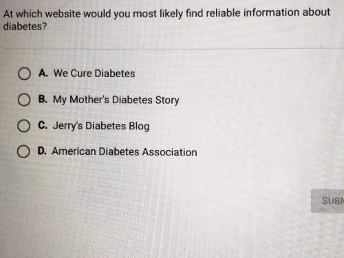 At which website would you most likely find reliable information about diabetes?