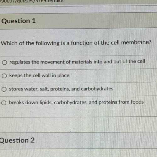Which of the following is a function of the cell membrane?