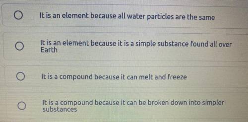 Which explains whether water is an element or a compound?