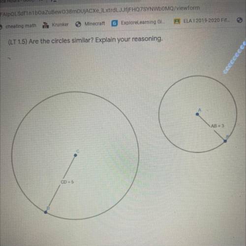 Are the circles similar? Explain your reasoning.
AB = 3
CD-5