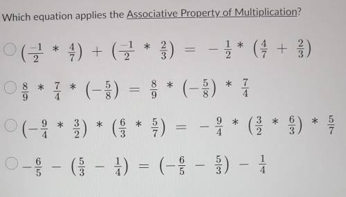 Which equaiton applies the assosiative property of multiplication