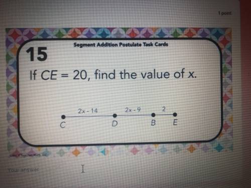 If CE=20, find the value of x