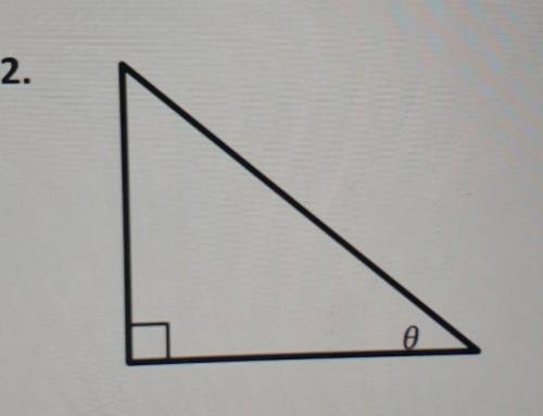 Label the opposite, adjacent, and hypotenuse sides with relation to 0.