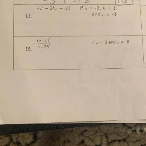 Need answers to 13 and 15. please help.