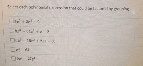 Select each polynomial expression that could be factored by grouping.