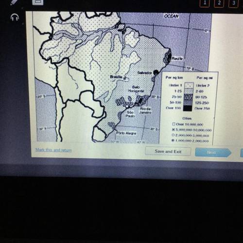 PLS HELP, WILL REWARD BRAINLIEST!!
What is the overall pattern of population density in Brazil?